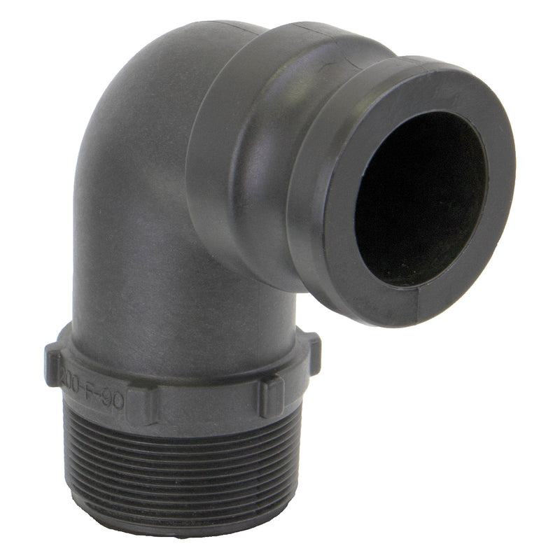 Banjo 200F90 Polypropylene Type F 90 Degree Male Adapter x MPT 1-1/2 in. to 2 in. Sizes