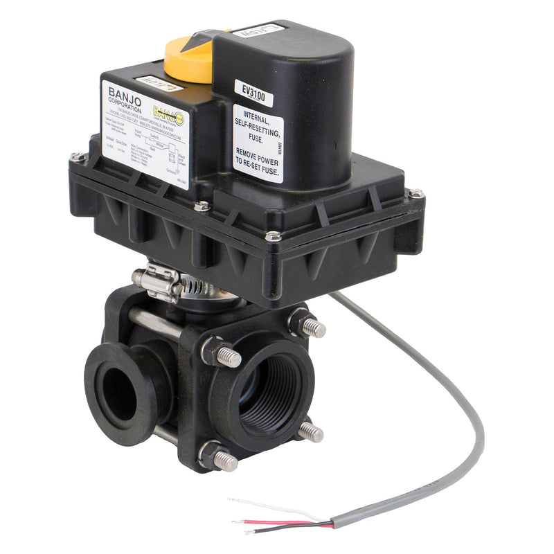 Banjo EV125SL 1-1/4 in. PP Thrd SL 3-Way Elec Valve X 1 in. Inlet Flange