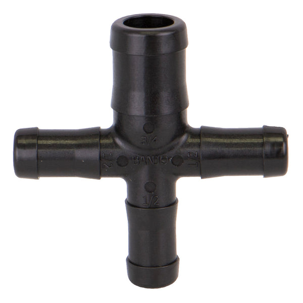 Banjo HBC050075 Polypropylene Hose Barb Cross HB 1/2 in x 3/4 in. Size