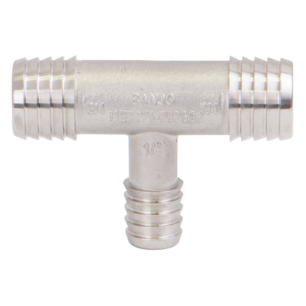 Banjo HBT075-050SS SS Hose Barb Threaded Tee