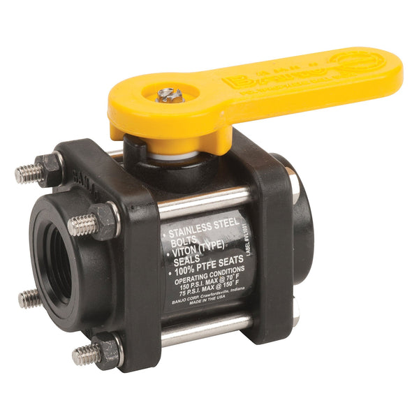 Banjo V075 3/4 in. PP Full Port Ball Valve 4-Bolt Design