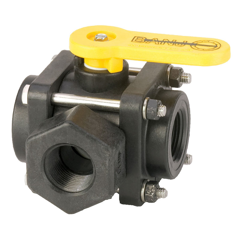 Banjo V100SL 1 in. FPT 3-Way Side Load Poly Ball Valve 1 in. Port