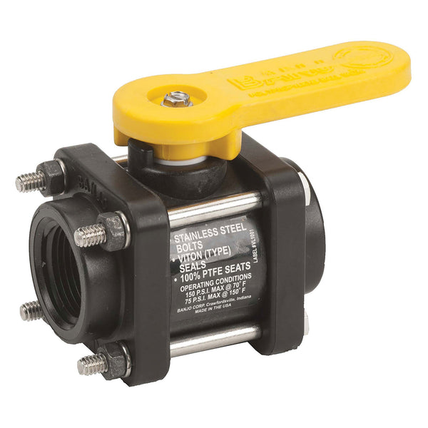 Banjo V100 1 in. PP Std Port Ball Valve 4-Bolt Design